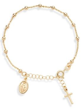 Miabella 18K Gold over Sterling Silver Italian Rosary Bracelet (7-8 inch)